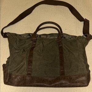 Stylish Brown and Green Duffle Bag